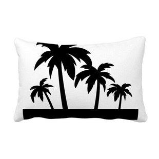 黑色植物椰子树剪影抱枕靠枕腰枕沙发靠垫双面含芯礼物安全午睡