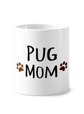 动物保护组织卡通风格PUGMOM陶瓷刷牙杯子笔筒白色马克杯礼物