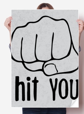 黑色拳头个性手势图案海报贴纸80x55cm墙贴纸卧室家居装饰
