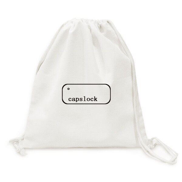 键盘符号capslock大写锁帆布背包购物旅行双肩拉带抽绳书包礼物
