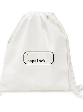 键盘符号capslock大写锁帆布背包购物旅行双肩拉带抽绳书包礼物