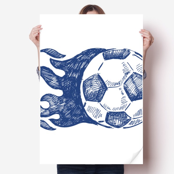 蓝色足球墙贴纸卧室海报