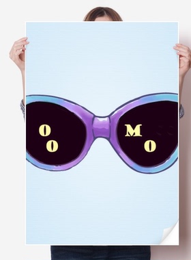 太阳眼镜彩色插画纹样海报贴纸80x55cm墙贴纸卧室家居装饰