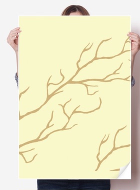 树枝抽象花卉北欧插画海报贴纸80x55cm墙贴纸卧室家居装饰