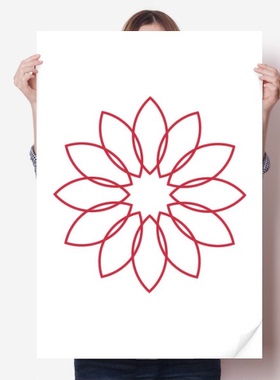 线条荷花花卉植物纹样海报贴纸80x55cm墙贴纸卧室家居装饰