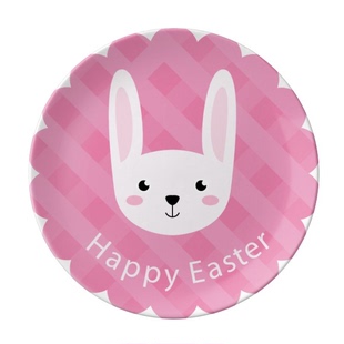 复活节快乐节日兔子图案陶瓷餐菜盘子8寸月光盘餐具家居创意餐厅
