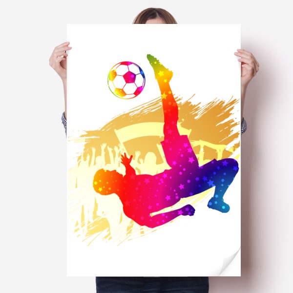 人群欢呼运动员倒挂金钩海报贴纸80x55cm墙贴纸卧室家居装饰