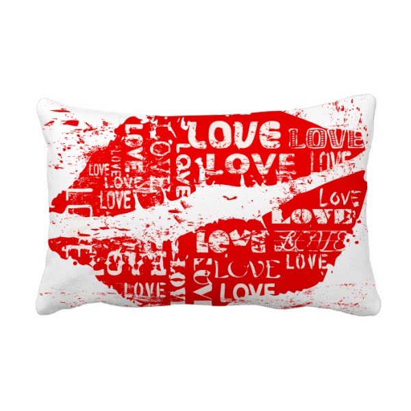 情人节红色嘴唇Love爱情抱枕靠枕腰枕沙发靠垫双面含芯礼物