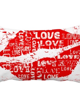 情人节红色嘴唇Love爱情抱枕靠枕腰枕沙发靠垫双面含芯礼物