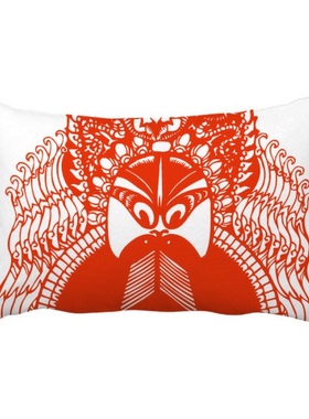 红色北京脸谱月亮剪纸抱枕靠枕腰枕沙发靠垫双面含芯礼物安全午睡