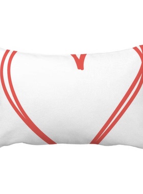 情人节红色心形双线涂鸦抱枕靠枕腰枕沙发靠垫双面含芯礼物