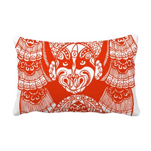 红色中国京剧脸谱图案抱枕靠枕腰枕沙发靠垫双面含芯礼物安全午睡