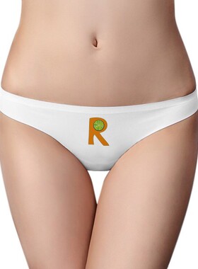 R字母水果有趣可爱插画图案女士美丽白色无痕内裤丁字裤1片装礼物