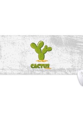 仙人掌多肉绿色盆栽植物超大号游戏办公防滑锁边鼠标垫80x30cm礼
