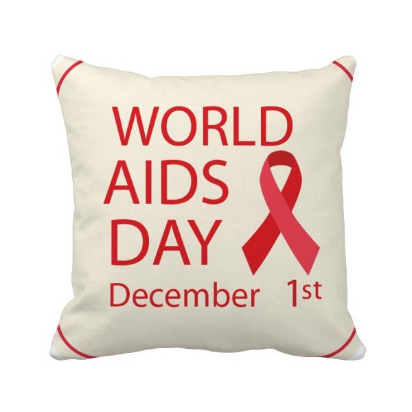 公益红丝带12月1日世界艾滋日方形抱枕靠枕沙发靠垫双面含芯礼物