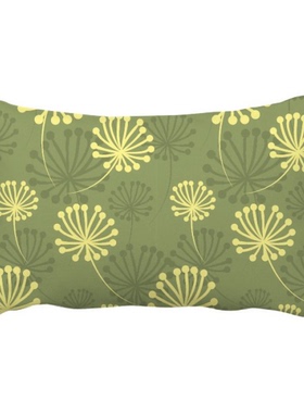 绿色蒲公英花植物纹样抱枕靠枕腰枕沙发靠垫双面含芯礼物安全午睡