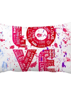 情人节粉色Love爱情图案抱枕靠枕腰枕沙发靠垫双面含芯礼物