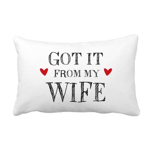 老婆给我的礼物英文抱枕靠枕腰枕沙发靠垫双面含芯礼物安全午睡