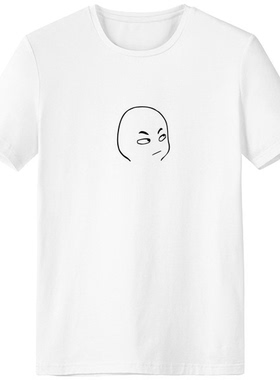 严肃的目视黑色聊天表情男女白色短袖T恤创意纪念衫个性T恤衫礼物