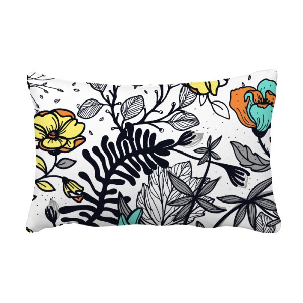 现代艺术花纹茶花植物插画抱枕靠枕腰枕沙发靠垫双面含芯礼物