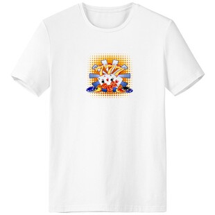 赌场骰子筹码扑克插画纹样男女白色短袖T恤创意纪念衫个性T恤衫