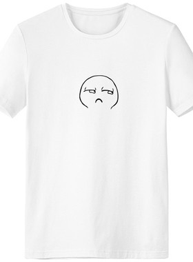 斜视噘嘴黑色聊天表情纹样男女白色短袖T恤创意纪念衫个性T恤衫