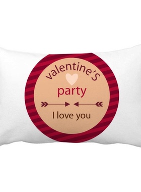 红色圆形情人节派对图案抱枕靠枕腰枕沙发靠垫双面含芯礼物