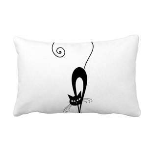 行走的黑猫万圣节动物艺术剪影抱枕靠枕腰枕沙发靠垫双面含芯礼物
