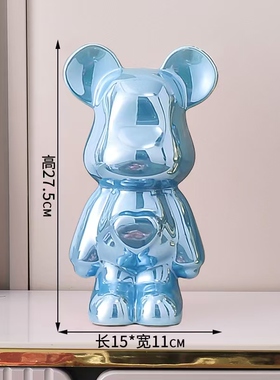 蓝色暴力熊陶瓷存钱罐摆件