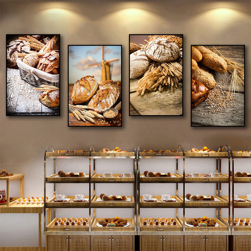 面包店餐厅装饰画蛋糕烘焙店咖啡厅墙面挂画西式手工糕点宣传壁画