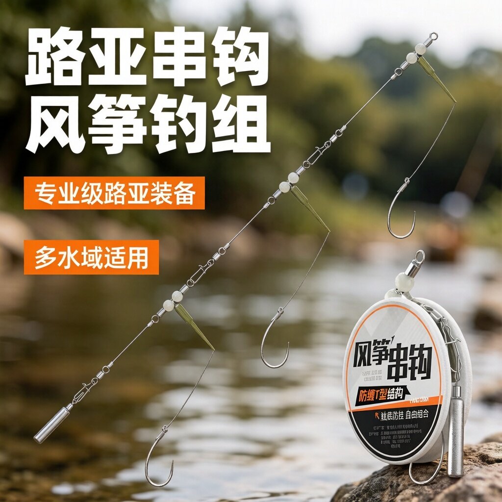 翘嘴鳜鱼白条专用风筝钓组新型路亚串钩T型防缠绕丸世钩线组套装图片