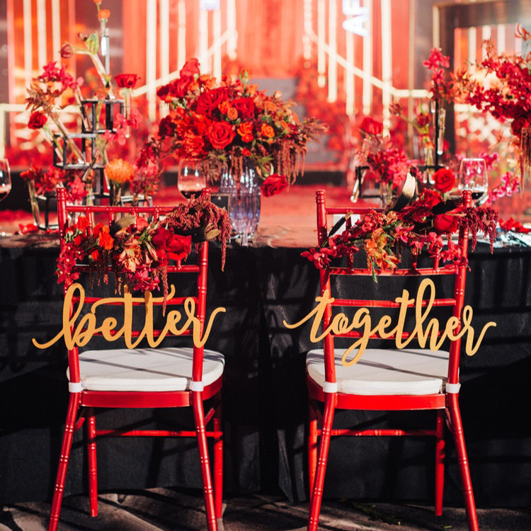 拍照道具better together hubby wifey装饰海边婚礼晚宴新人椅背