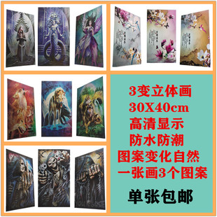 30x40cm高清三维立体画 3D装饰画防水画3变画pet光栅画