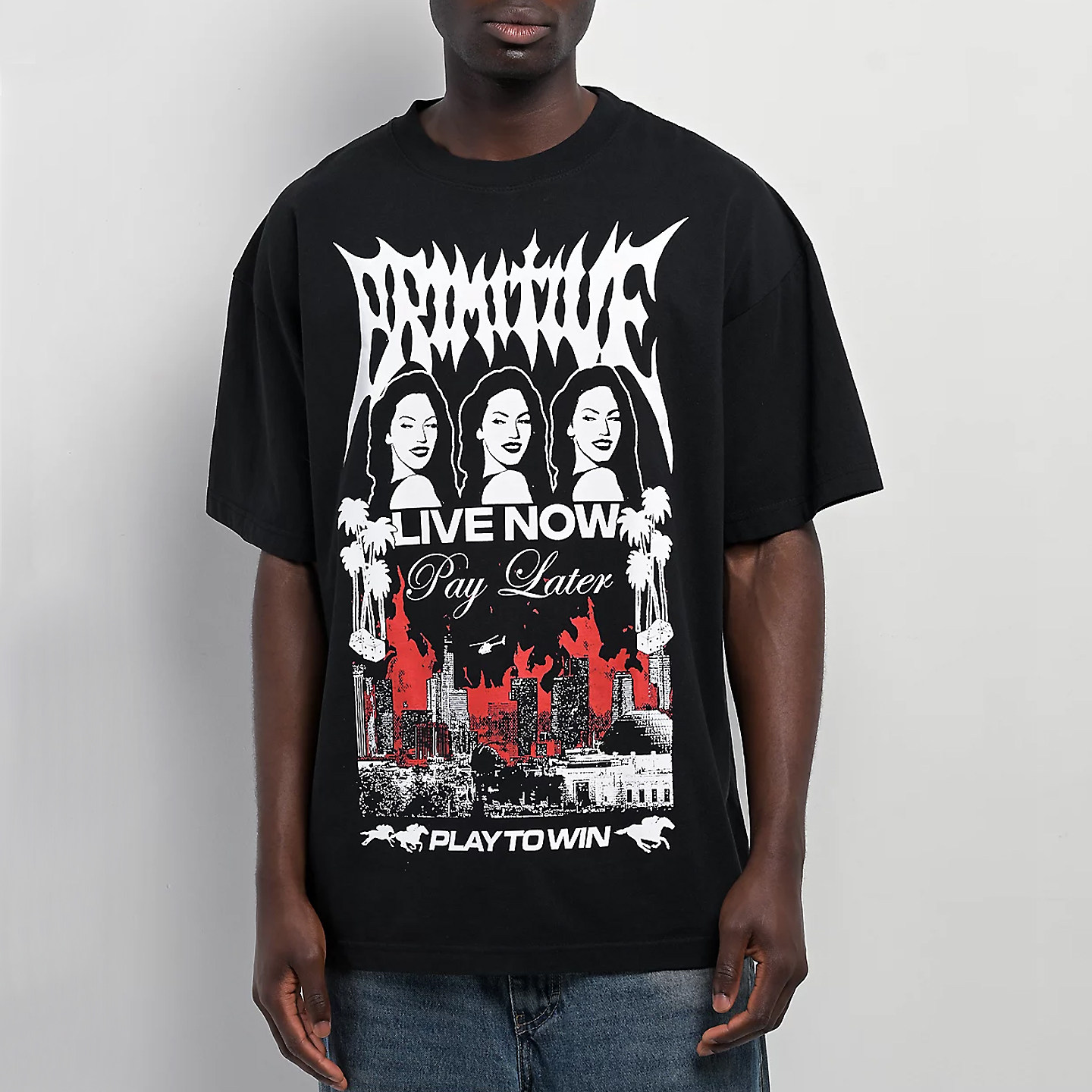 【代购】市井店 Primitive 美版潮牌嘻哈街舞滑板High RiskT恤