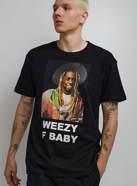 【代购】市井店 Reason x Lil Wayne美版潮牌嘻哈街舞滑板印花T恤