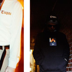 【现货】市井店 XLARGE x 2PAC 美版潮牌嘻哈街舞滑板连帽卫衣