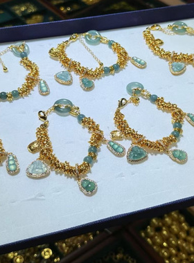 天然翡翠盘缠手串可拆卸吊坠