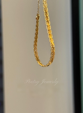 编织龙骨手链酷潮流气质高级时尚s925银镀金手链轻奢小众