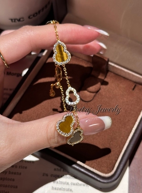 S925纯银虎眼石葫芦毛衣链送礼