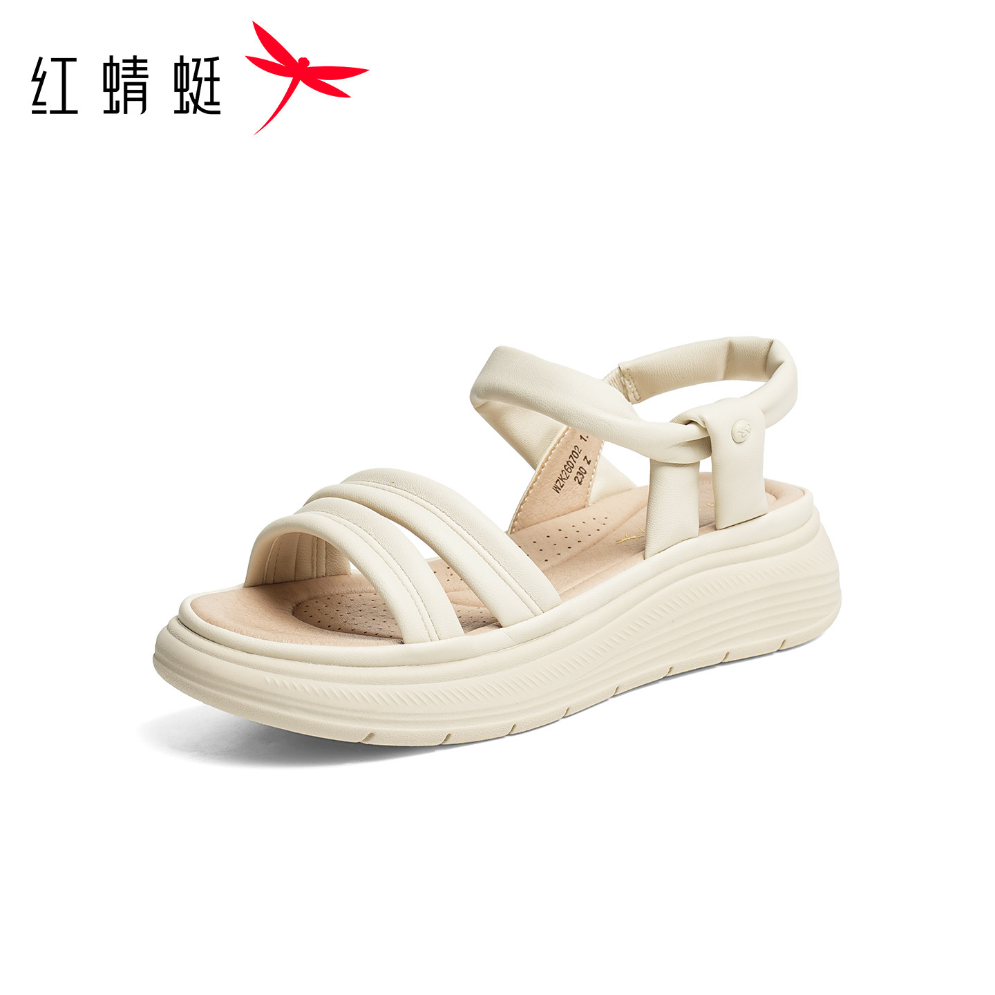 红蜻蜓厚底凉鞋女款2026夏季新款女鞋超软羊皮一字带中年妈妈凉鞋
