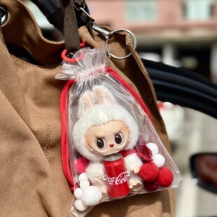 娃包痛包二合一高透版锦囊Labubu保护套搪胶18cm泡泡玛特收纳袋子