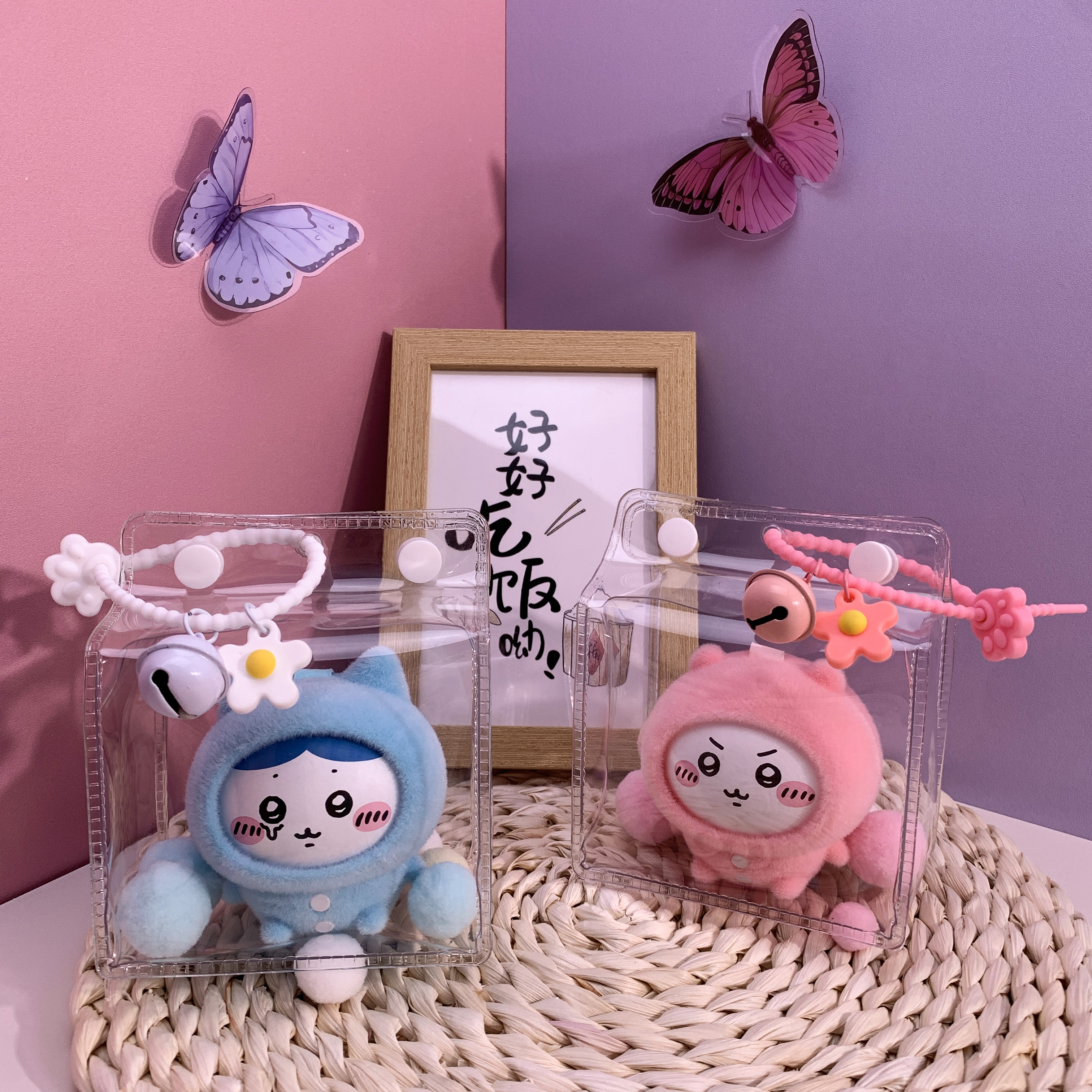 吉伊卡哇睡衣变脸盲盒毛绒挂件玩偶公仔小八外出趴趴包防尘展示盒