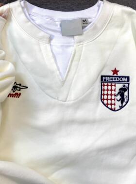 KFCAG秋冬假两件球衣风刺绣v领套头圆领小众拼接卫衣情侣国潮上衣