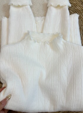 白色打底衫女2025新款秋冬内搭高级感半高领毛衣木耳边针织衫上衣