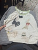 宽松圆领插肩袖 薄款 卡通动物印花t恤 夏季 韩国设计感防晒女生长袖