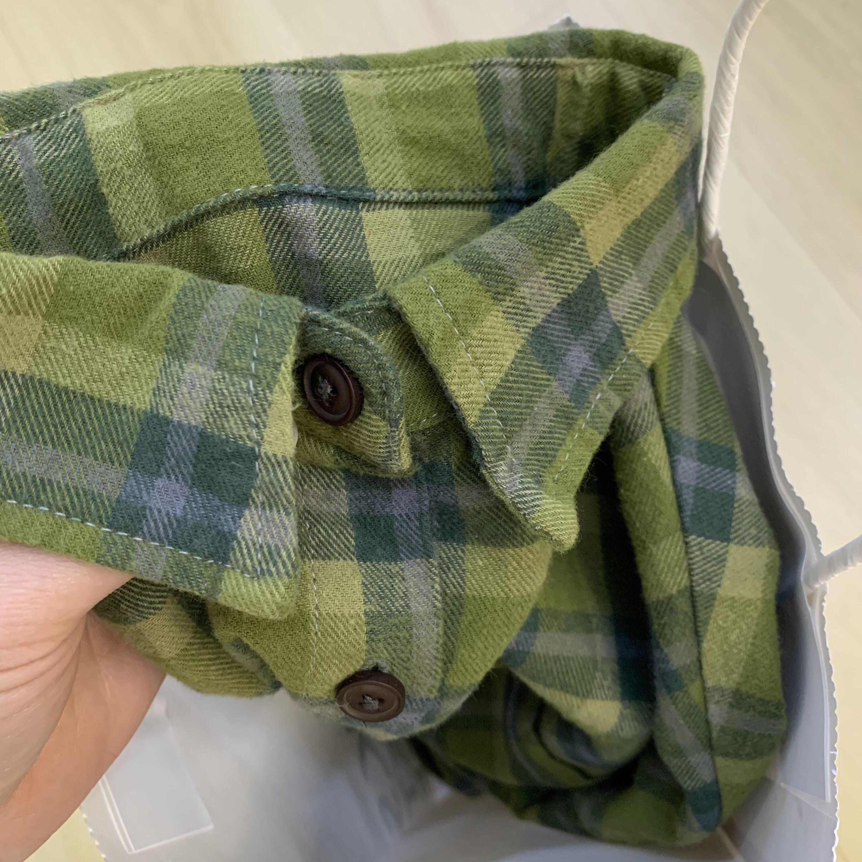 2024早秋新款衬衫绿色格子衬衣内搭设计感小众外套高级感长袖上衣