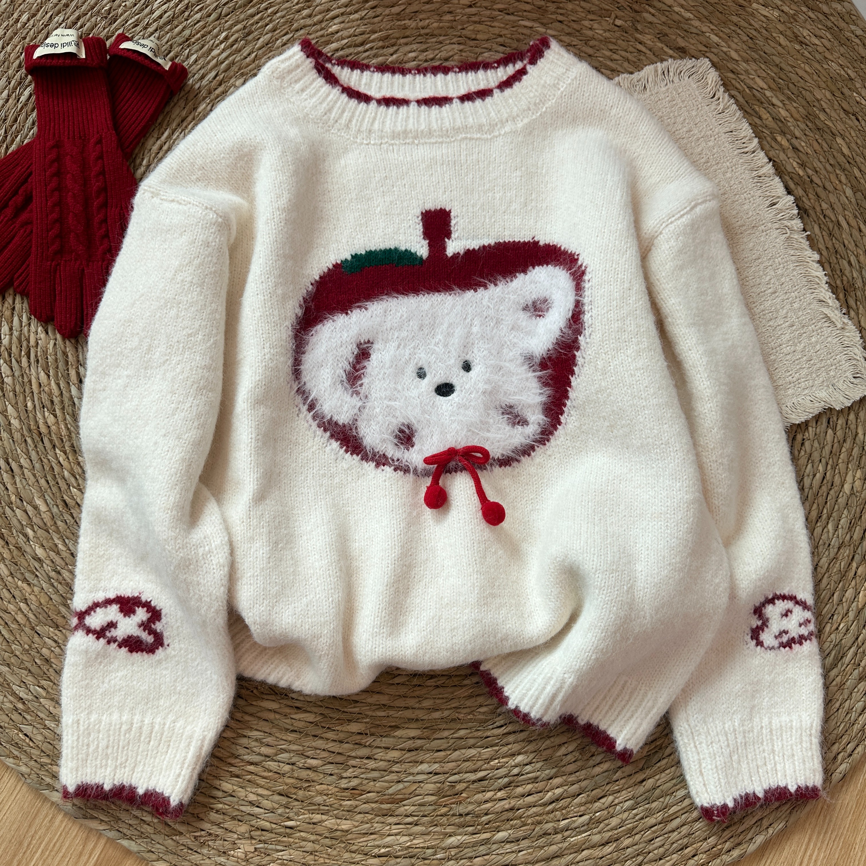 小苹狗套头针织圣诞毛衣