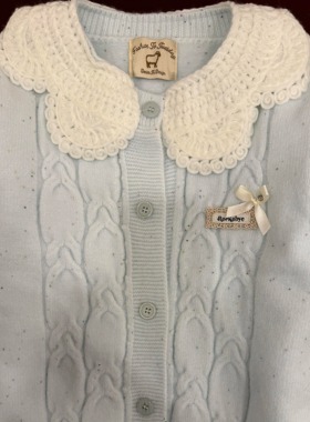 蕾丝温柔针织衫甜美拼接娃娃毛衣秋冬新款花边针织开衫外套上衣