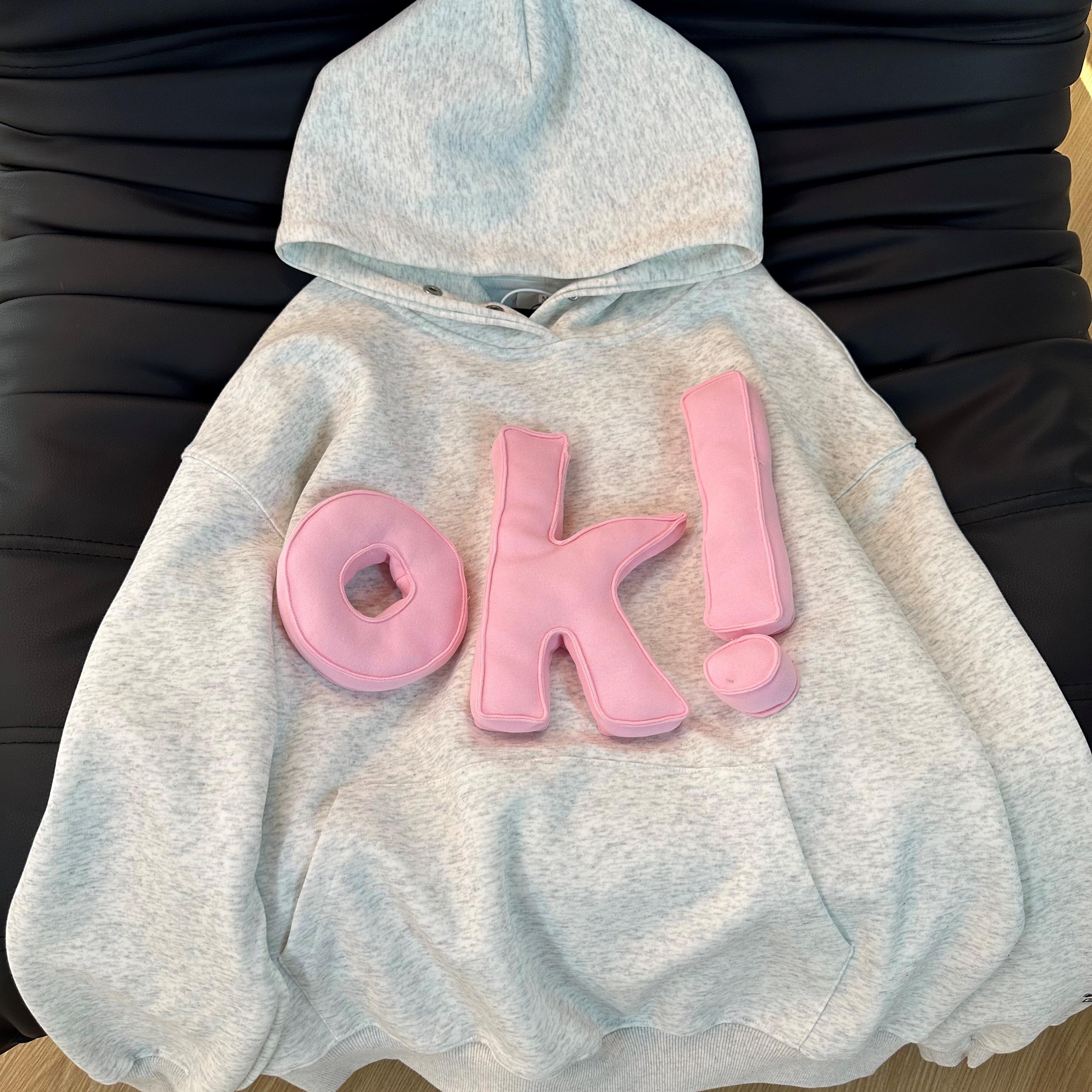 KFCAG美式高街OK字母连帽卫衣男女秋冬3D立体情侣国潮帽衫外套