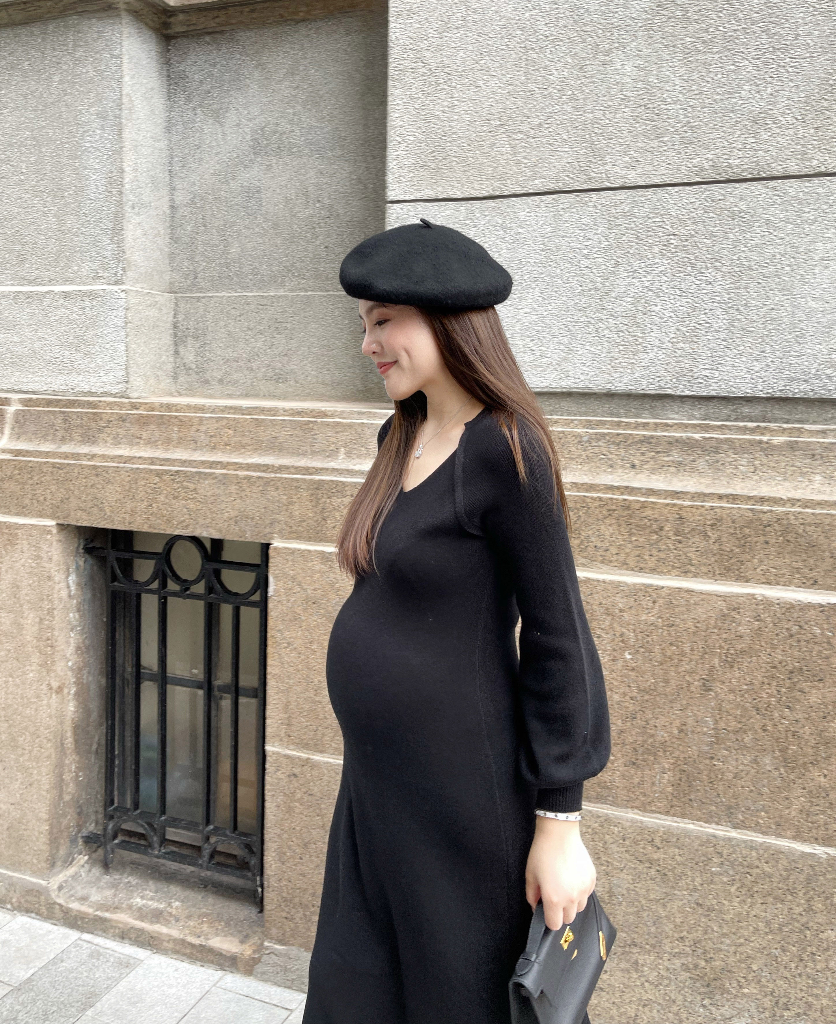 PEIPEI佩佩孕妇装港风复古chic针织衫秋季连衣裙毛衣内搭长裙秋装